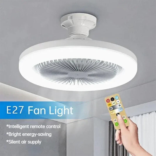 Transform Your Space with a 3-in-1 Ceiling Fan - Includes Lighting Lamp, E27 Converter Base, and Remote Control for Quiet Comfort in Bedroom and Living Room (AC85-265V)