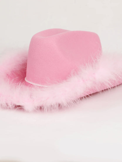 Colorful Feather Western Cowboy Hat - British Retro Jazz Hat with Wide Brim, Wool Felt for Theme Parties, Halloween, and Carnivals
