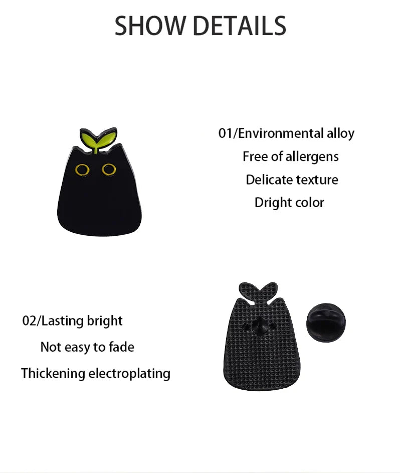 Cute Black Cat Enamel Pin – Cartoon Animal Metal Brooch Badge Jewelry Gift for Kids Punk Style