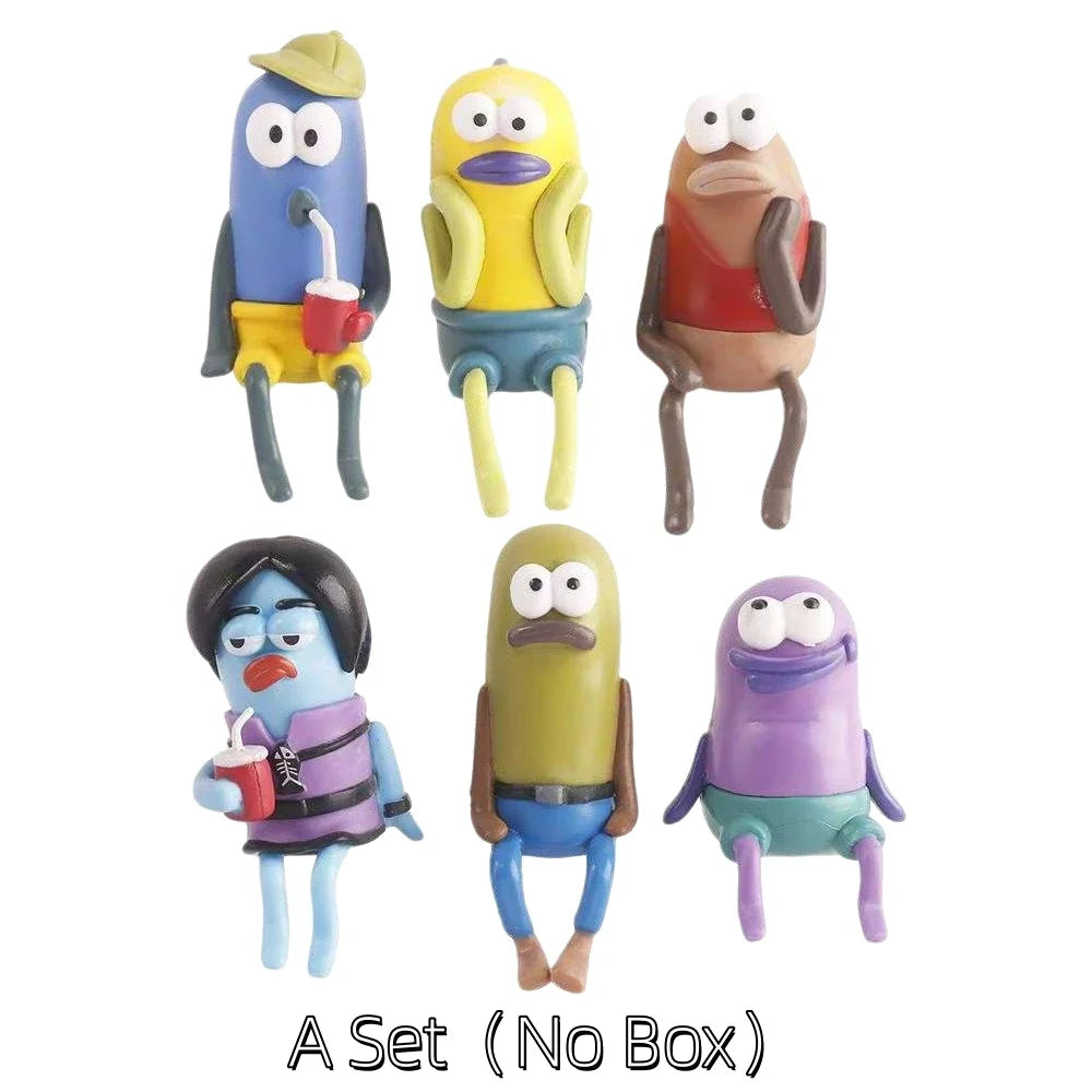 SpongeBob Blind Box Figure - Bikini Bottom Sitting Fish Car Ornament & Cute Desktop Collectible Gift