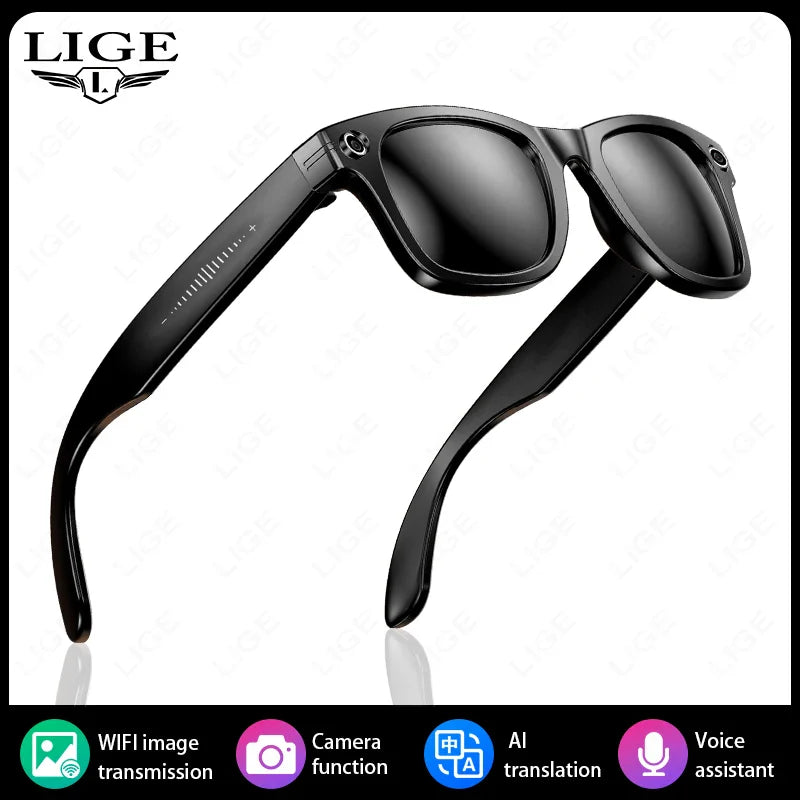 LIGE Smart Glasses — AI Camera Sunglasses with BT Call, Music, Touch Control, Voice Assistant, Video & Sound Recording, WiFi Transmission