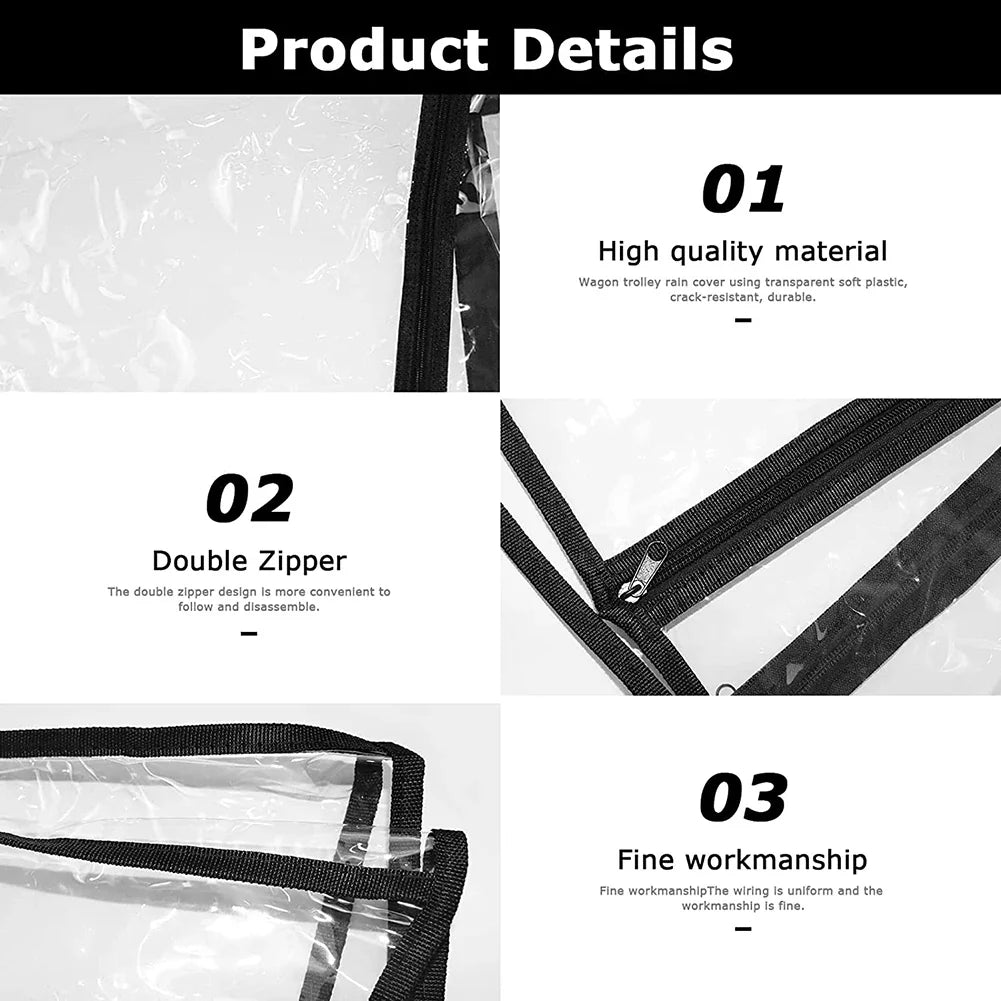 Waterproof PVC Rain Cover for Camping Trolley Folding Garden Picnic Wagon Stroller 91x51x74cm