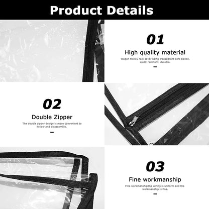 Waterproof PVC Rain Cover for Camping Trolley Folding Garden Picnic Wagon Stroller 91x51x74cm