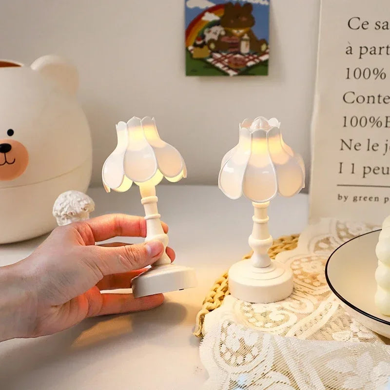 Retro LED Desk Lamp - Mini Street Lamp Design Night Light and Desk Accessory for Kawaii Room Decor