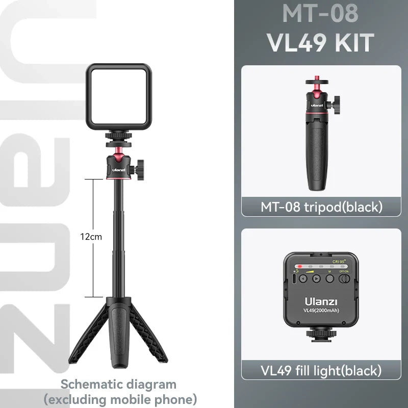 Ulanzi MT-08 Mini Tripod – White Foldable Monopod Mount with 1/4'' Universal Tripod for DSLR, Android & iPhone Smartphones