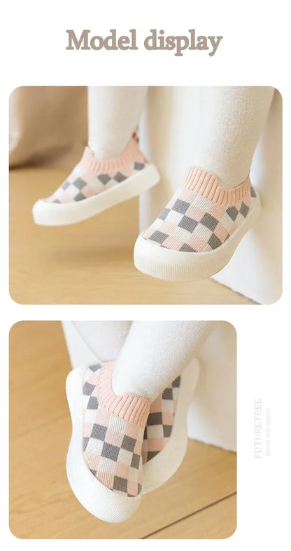 2025 Spring Toddler Slip-On Shoes – Non-Slip First Walkers for Boys and Girls, Classic Plaid Sneakers