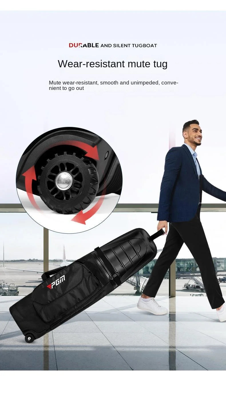 PGM Golf Aviation Bag – Hard Shell Anti-Collision Travel Bag with Roller Skating Belt, Men & Women, HKB014