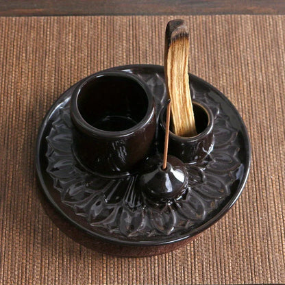 Morandi Ceramic Candle Holder & 4 in 1 Incense Burner – Palo Santo, Sage, Stick & Cone Holder