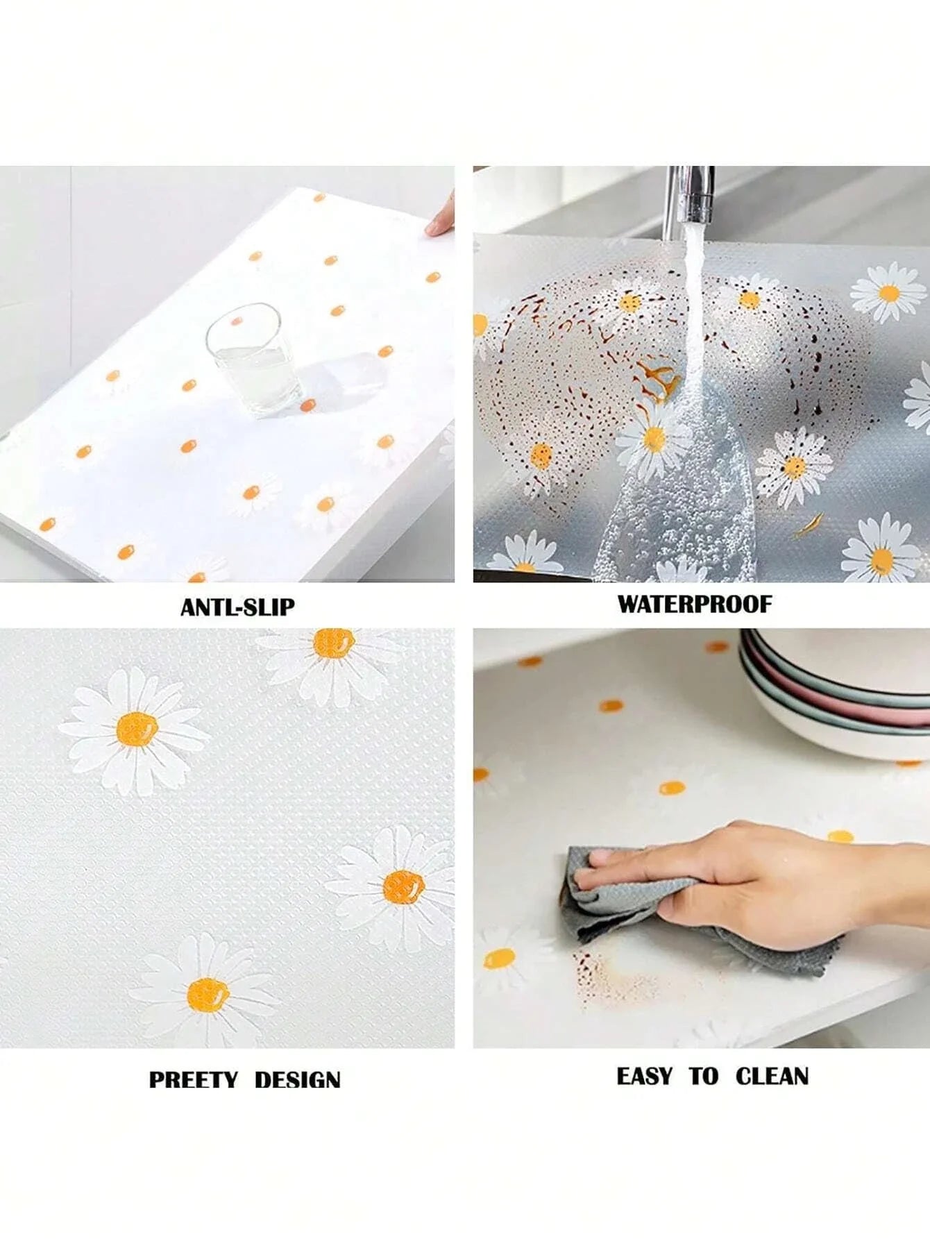 Daisy Shelf Liner — Waterproof EVA Kitchen Cabinet, Fridge & Drawer Mat