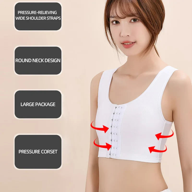 OWEQ Women’s Chest Binder – Breathable Sportwear Trans Crop Top, Flat Breast Binder, Tomboy Bra Tank, Stretch Shaping Corset