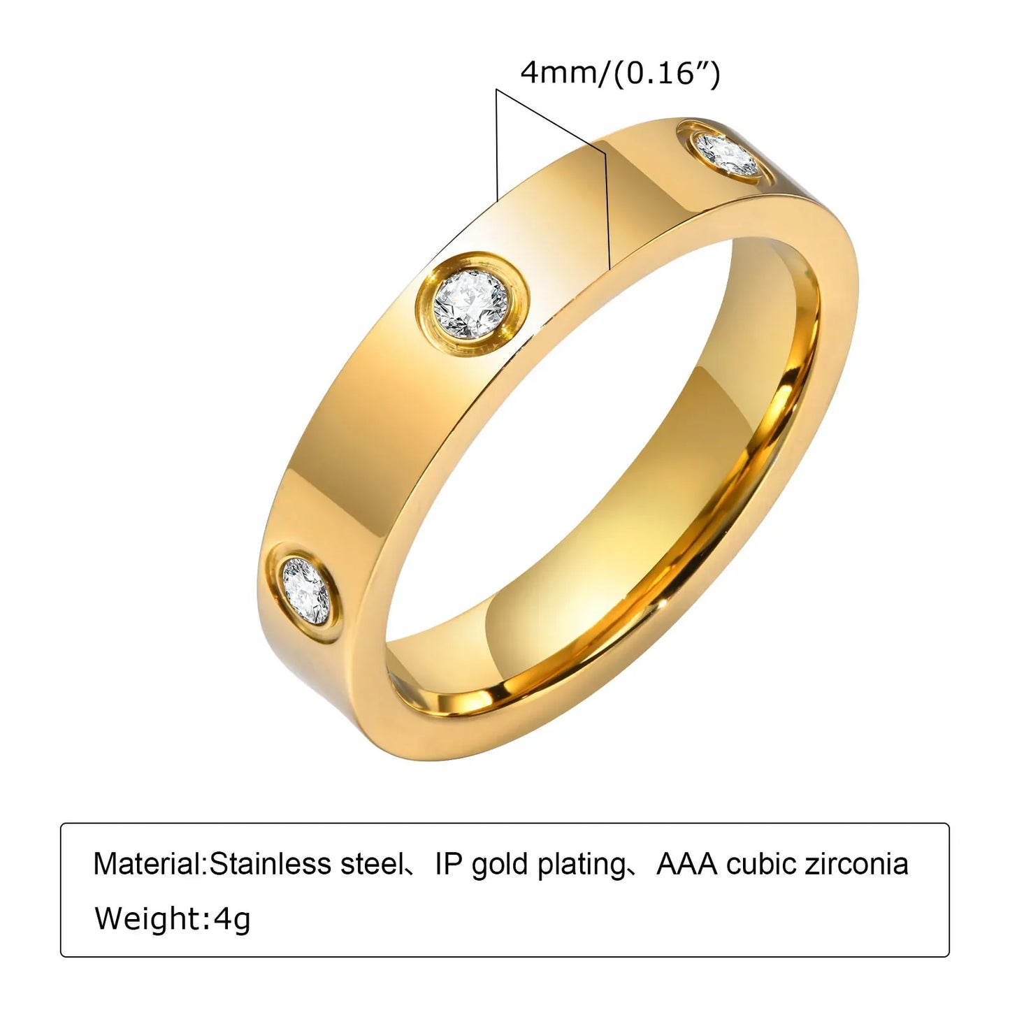 Gold-Plated Cubic Zirconia Love Ring — Promise & Wedding Band for Women