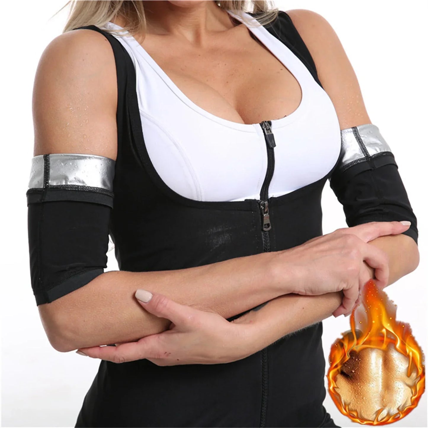 Women's Sauna Arm Sleeves - Sweat Slimming Arm Covers for Yoga, Running & Exercise