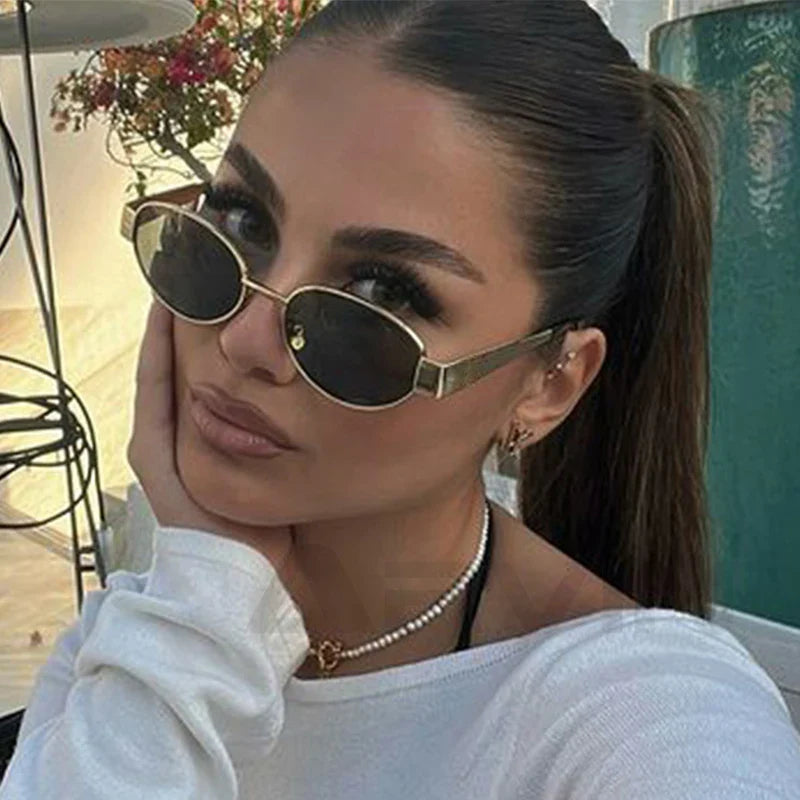 Fashion Oval Retro Sunglasses for Women – Classic Metal UV400 Goggles, High-Quality Outdoor Eyewear for Men & Women