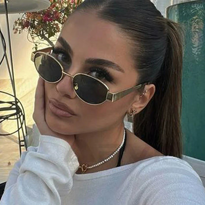 Fashion Oval Retro Sunglasses for Women – Classic Metal UV400 Goggles, High-Quality Outdoor Eyewear for Men & Women
