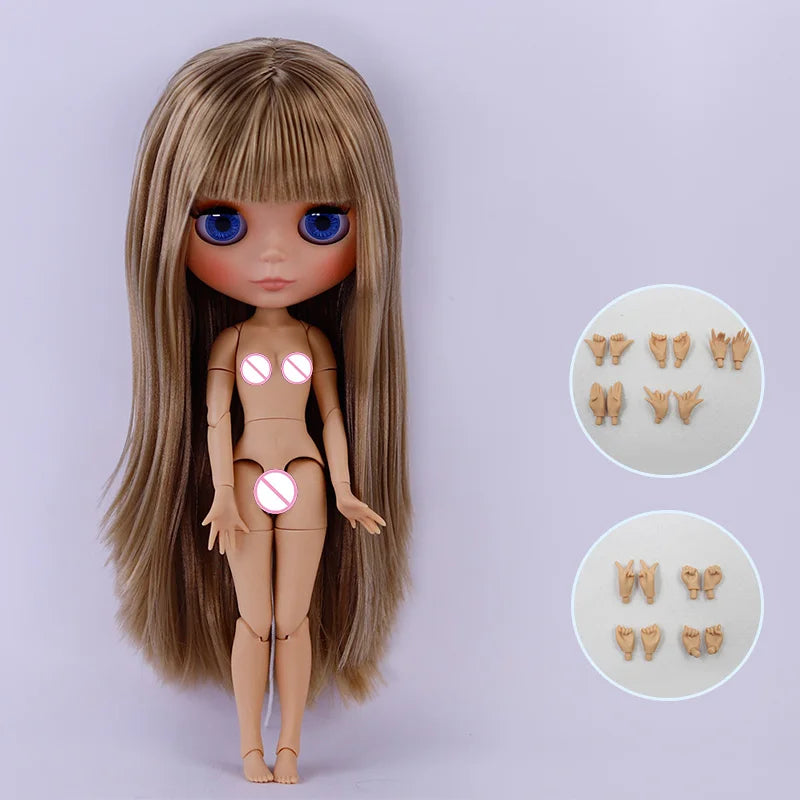 ICY DBS Blythe Doll – Tan Skin Matte Face with Eyebrows, 1/6 BJD Joint Body, Anime Christmas Gift