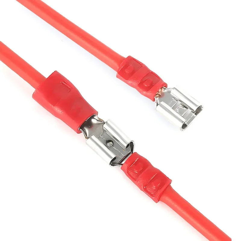 100/50/10PCS Insulated Female Crimp Wire Terminals – 2.8mm 4.8mm 6.3mm Spade Electrical Connectors (Red, Blue, Yellow)