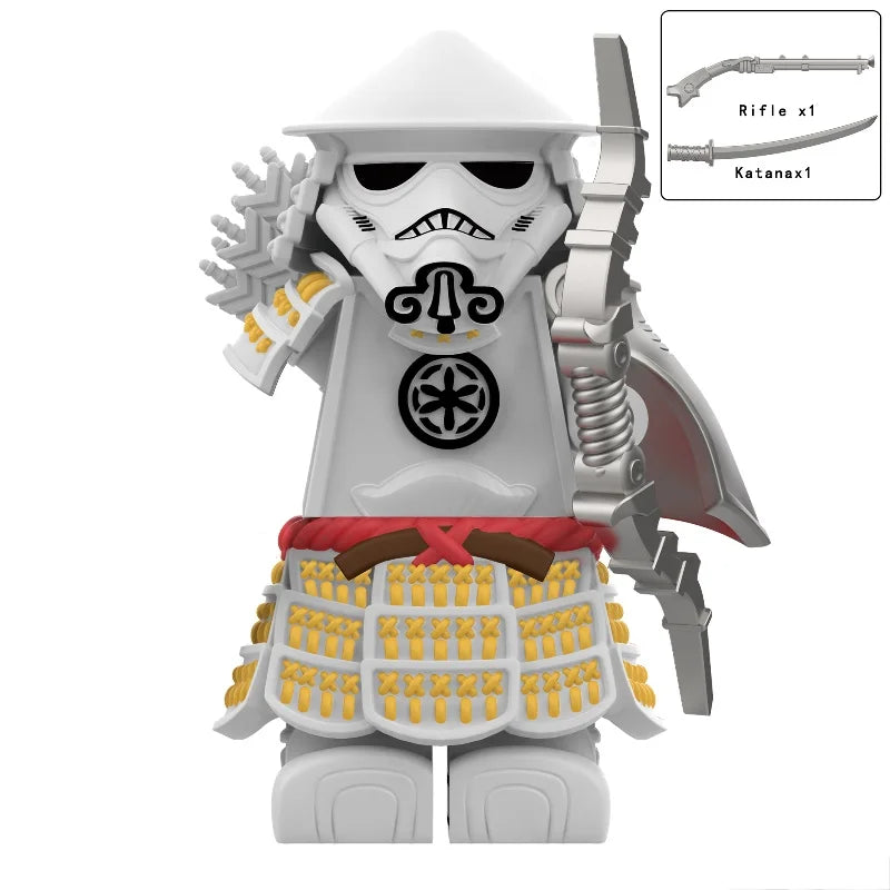 Storm Samurai Trooper Figure – White Soldier Articulated Action Toy with Pistol & Katana DY325 DY Minifigs