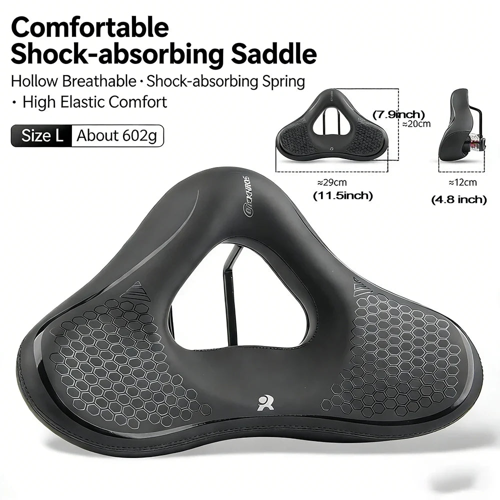 Ergonomic Bike Saddle - Thick Soft Shock-Absorbing Hollow Breathable Seat for Mountain & Road Bikes