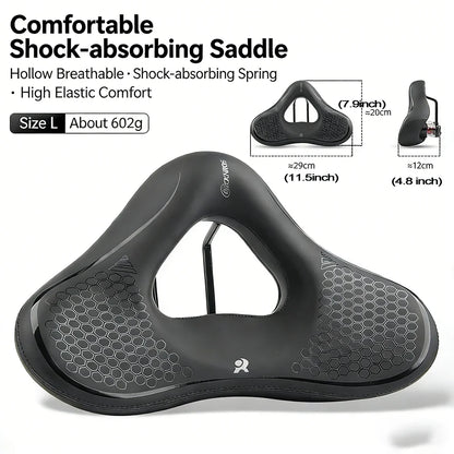 Ergonomic Bike Saddle - Thick Soft Shock-Absorbing Hollow Breathable Seat for Mountain & Road Bikes