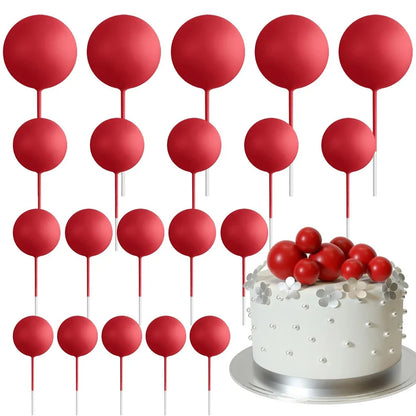 20Pcs Colorful Cake Topper Balls – Gold, Silver & Pastel DIY Cake Decorations for Birthday, Wedding & Party Supplies