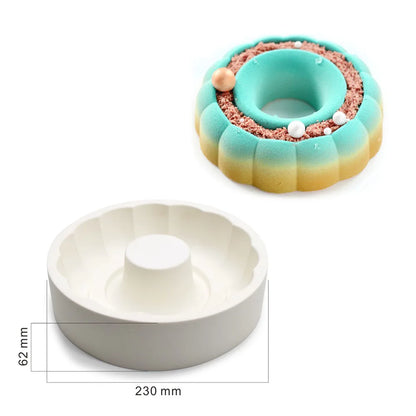 Round Corrugated Big Flower Silicone Mousse Cake Mold – Taiji French Dessert Baking & Chocolate Pudding Tool
