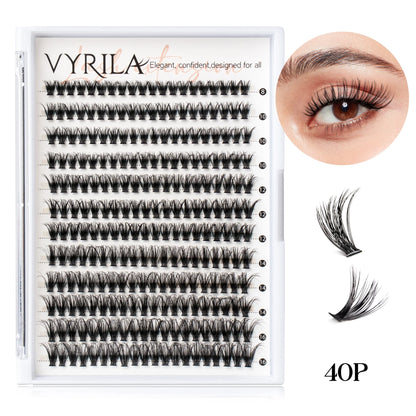 Individual Cluster Lashes C Curl – 3D Wispy DIY Extensions, 0.1mm Thin Band, Reusable & Natural