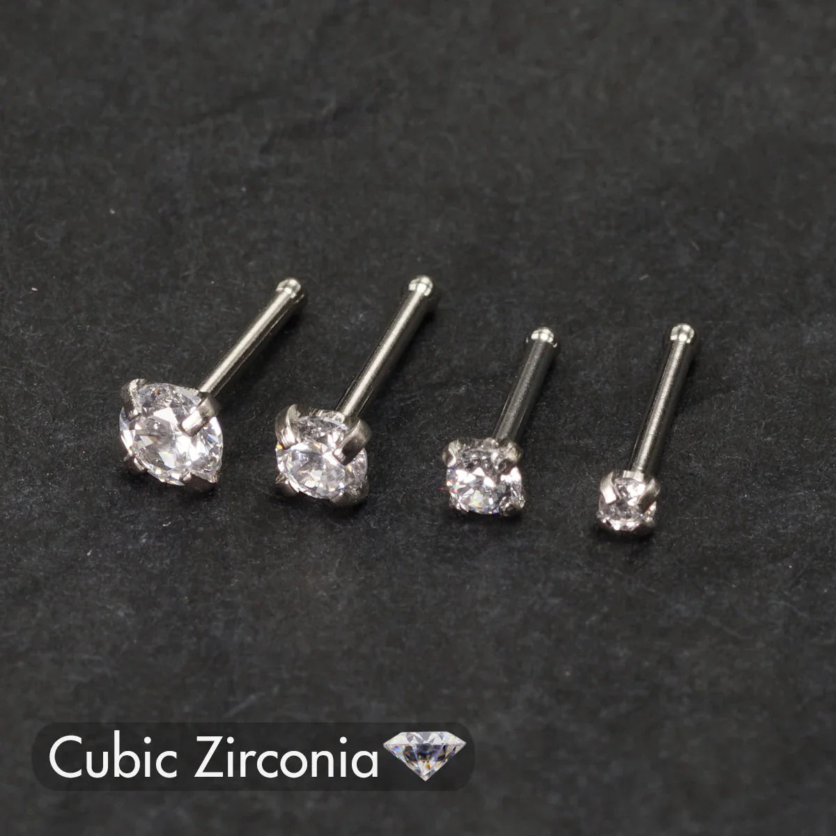 5PCS Stainless Steel Nose Ring Studs — Crystal Nostril Piercing Jewelry for Women & Girls, 1.5/2.0/2.5/3.0mm, 20G