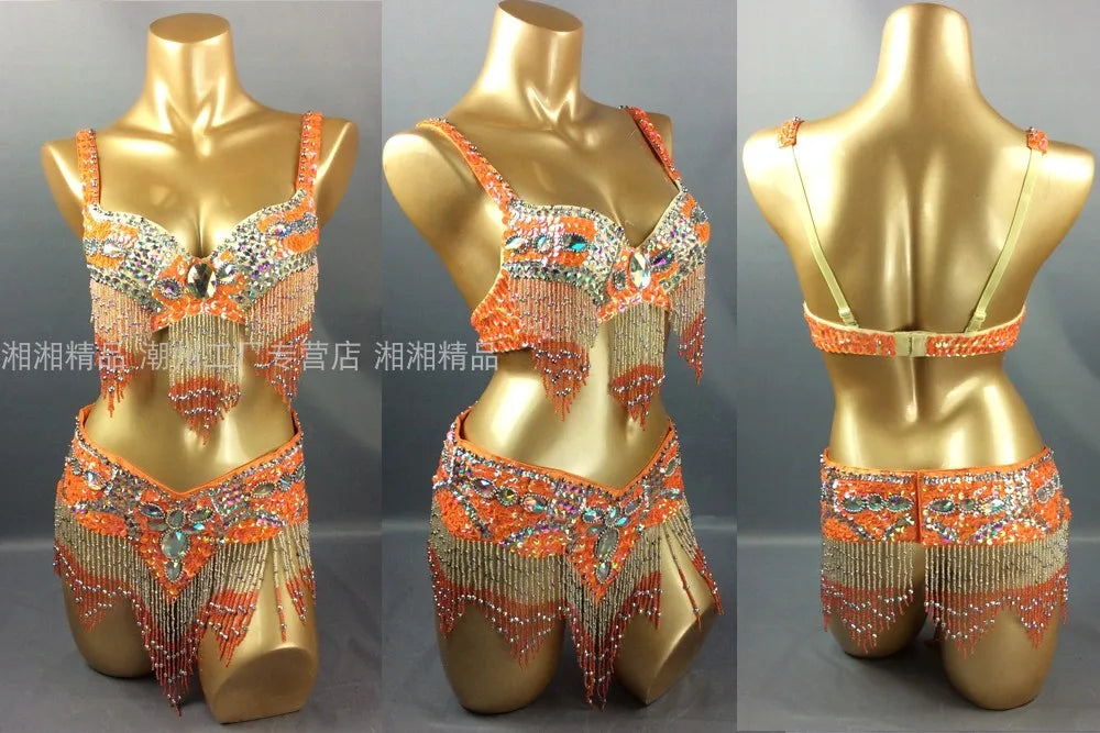 Sexy Girl Belly Dance Costume Set – Bra & Belt Set in 10 Colors for Ladies Bellydancing