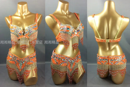 Sexy Girl Belly Dance Costume Set – Bra & Belt Set in 10 Colors for Ladies Bellydancing