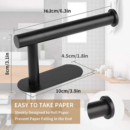 Stainless Steel Adhesive Paper Towel Holder: No-Hole Punch Kitchen & Bathroom Rack - Lengthened Storage for Toilet Roll & Towels