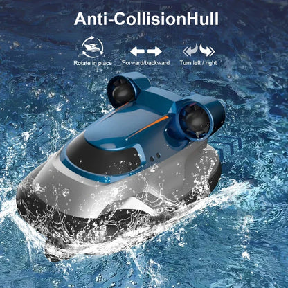Mini RC Hovercraft Boat - 2.4GHz High-Speed Remote Control Water Toy with LED Lights for Kids & Gifts