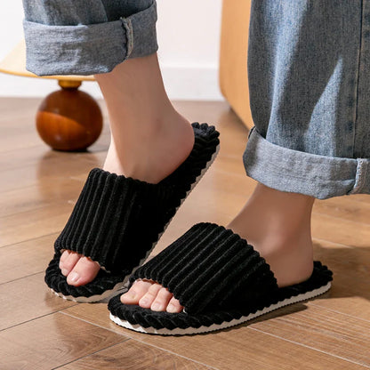 Men’s Open-Toe Flat House Slippers – Lightweight Breathable Indoor Bedroom Quiet Comfort Slides for All-Season Use