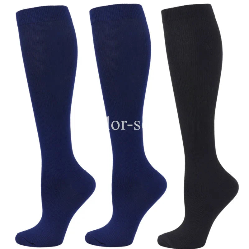 3 Pairs Knee High Compression Socks – Anti-Fatigue Support Stockings for Varicose Veins, Pain Relief & Sports Recovery (Men & Women)