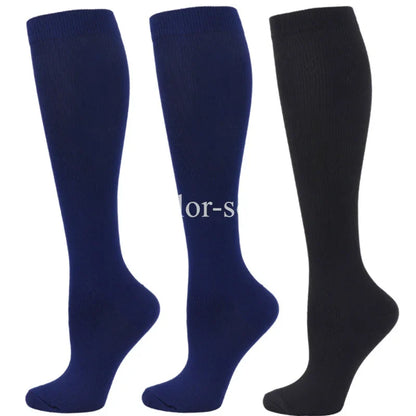 3 Pairs Knee High Compression Socks – Anti-Fatigue Support Stockings for Varicose Veins, Pain Relief & Sports Recovery (Men & Women)