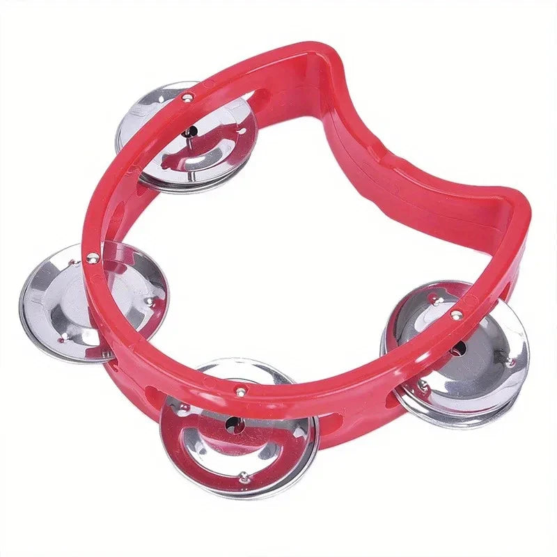 Plastic Handheld Tambourine – 4-Bell Percussion Instrument for Adults, Rhythm Music Toy