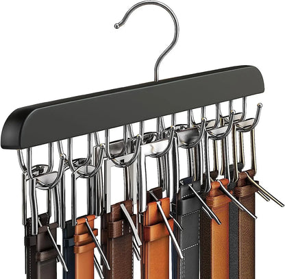 Wooden Belt and Scarf Rack Organizer – Wardrobe Hanger for Belts, Ties, and Accessories, Men’s and Women’s Clothing Storage   2/2