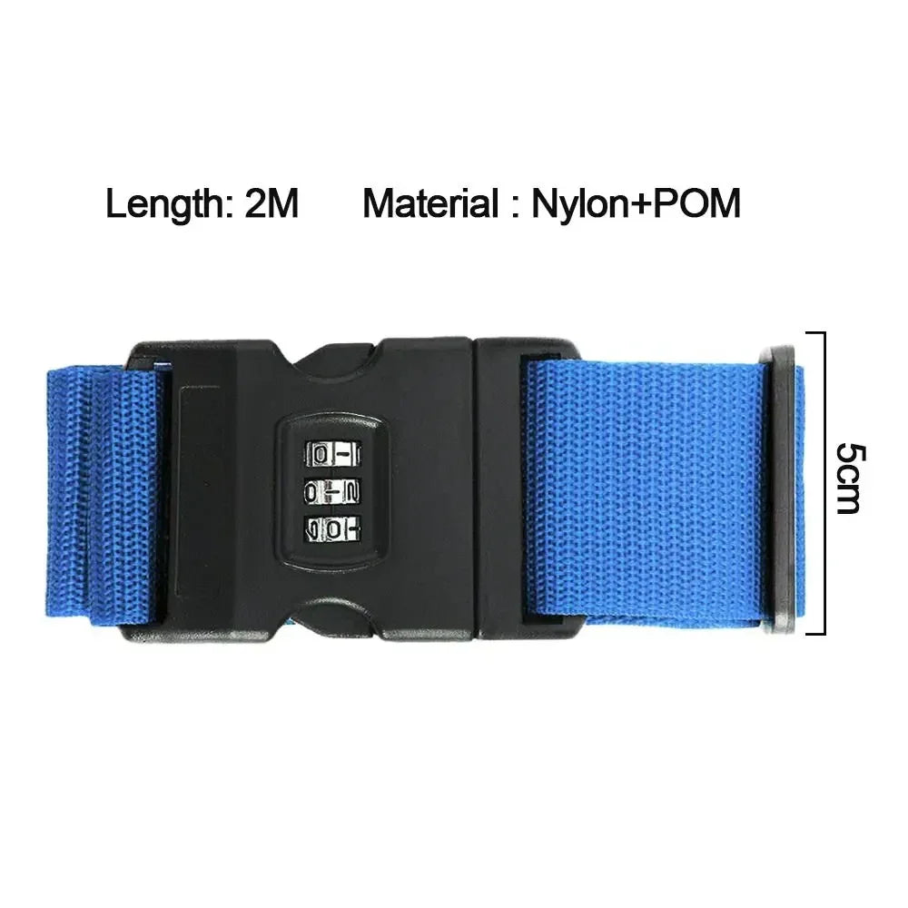 Adjustable Anti-Theft Luggage Strap — Password Lock Baggage Belt for Suitcase & Travel Bags