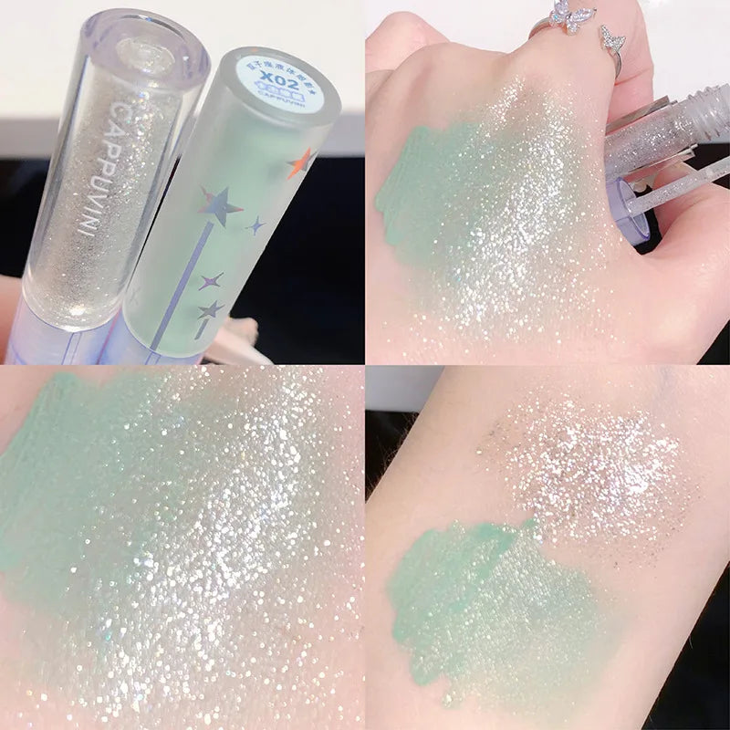 2-in-1 Double Head Glitter Liquid Eyeshadow – Waterproof Matte Blue Green Lightweight Summer Eye Makeup