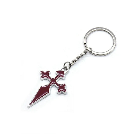 Red Enamel Metal Cross Keychain – Unisex Religious Key Ring for Men & Women Fashion Bag Pendant Jewelry Gift