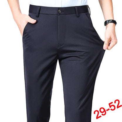 Plus Size Men's Business Suit Pants – Stretch Formal Dress Trousers | Classic Black for Big Men