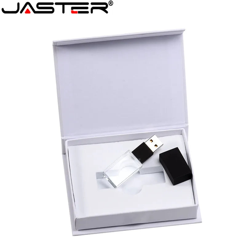 USB 2.0 Crystal Flash Drive - 4GB-128GB High-Speed Memory Stick, Wedding Gift & Photography Pendrive