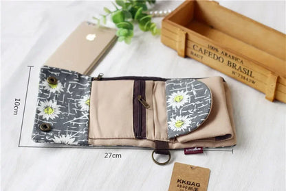 Women’s Canvas Cartoon Card Wallet – Foldable Key Organizer & Coin Purse, Small Pouch Money Bag for Girls 2024