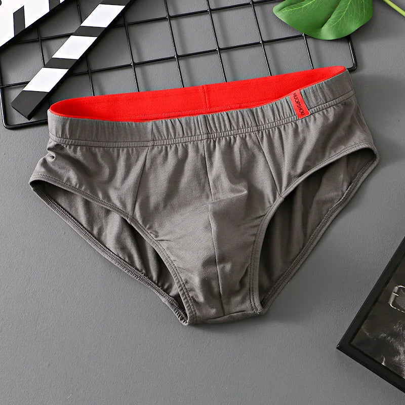 Men’s Cotton Briefs with Convex Pouch – Low Rise Breathable Solid Color Underwear (1/3PCS Pack) Comfortable Youth Fit