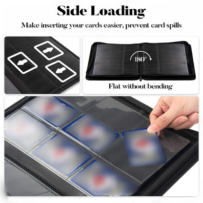 9-Pocket Zipper Card Binder - 360 Trading Card Holder Book, Premium PU Cover, Durable Side Loading Card Binder