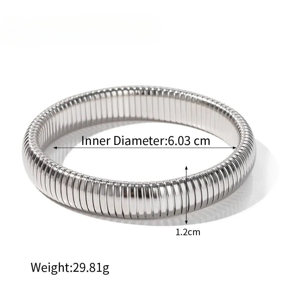 Stainless Steel Flex Snake Chain Cuff Bracelet – 18k Gold Plated Wide Bangle Fashion Jewelry for Women Gifts