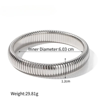 Stainless Steel Flex Snake Chain Cuff Bracelet – 18k Gold Plated Wide Bangle Fashion Jewelry for Women Gifts