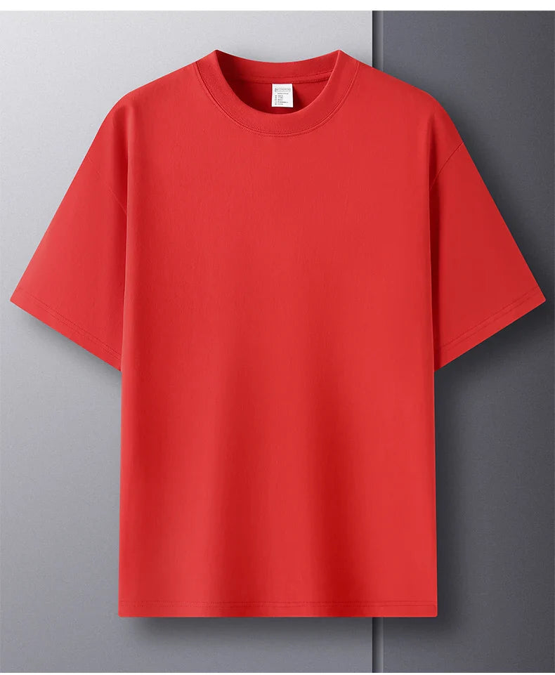100% Pure Cotton Men’s Summer T-Shirt – High-End Short Sleeve Round Neck Breathable Fashion Top