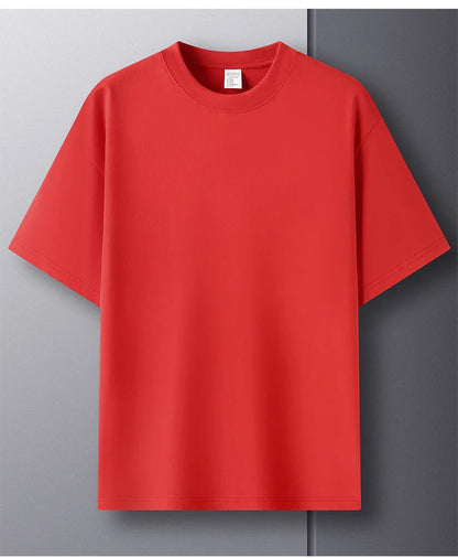 100% Pure Cotton Men’s Summer T-Shirt – High-End Short Sleeve Round Neck Breathable Fashion Top