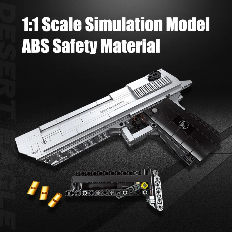 795pcs Desert Eagle Handgun Building Block Set – Military MOC Pistol Toy for Kids & Adults