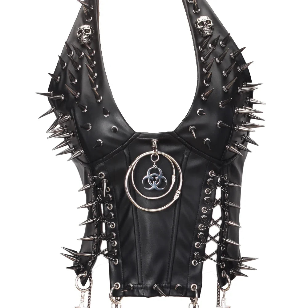 Y2K Gothic Spiked Tank Top - Punk Rock Emo Grunge Festival Style for Women